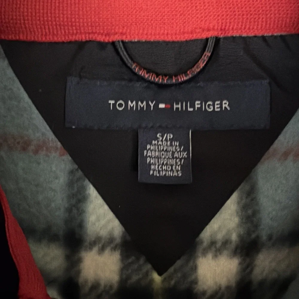 Tommy Hilfiger Retro Full Zip Polar Fleece Jacket Mens S Tartan Plaid Mock Neck